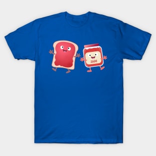 Funny bread and jam cartoon characters T-Shirt